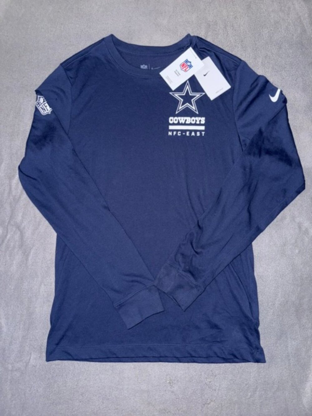 Dallas Cowboys Nike Dri-FIT Long Sleeve Shirt Mens Small Navy NFL NFC East